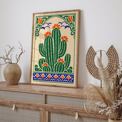 Folk Cacti Plant Wall Art Print