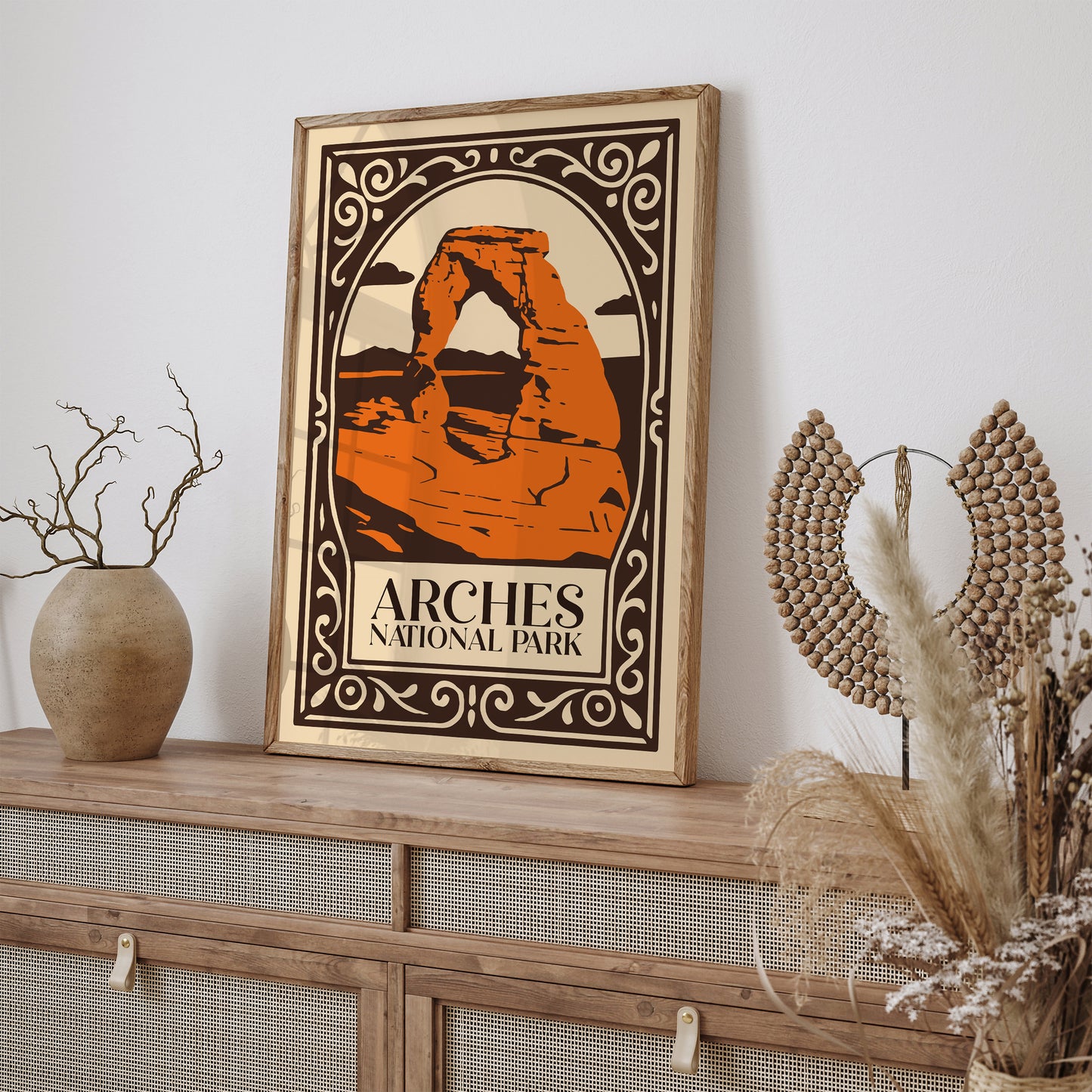 Arches National Park Poster - Brown & Orange Travel USA Art Print