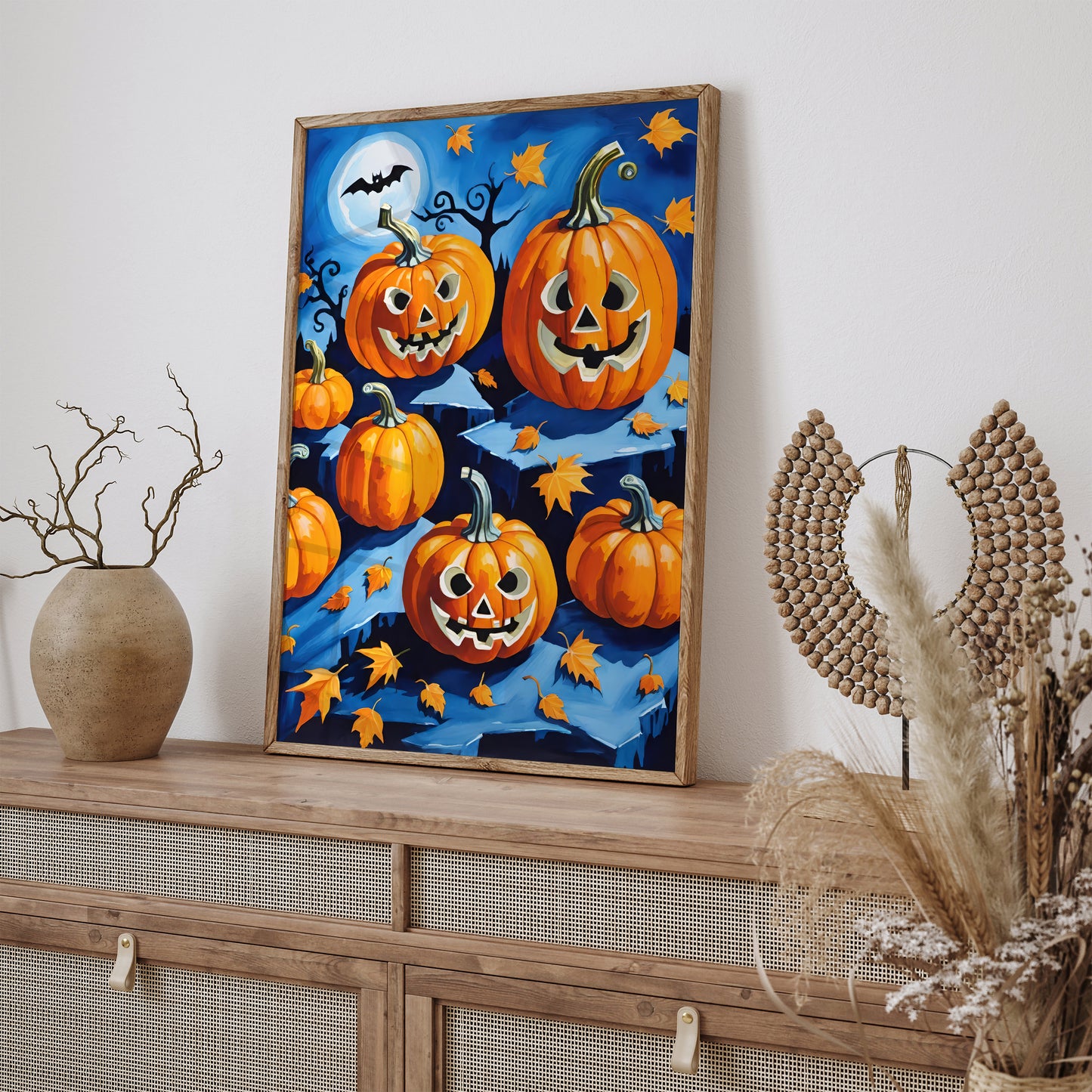 Jack-o'-lantern Halloween Blue Poster 2024