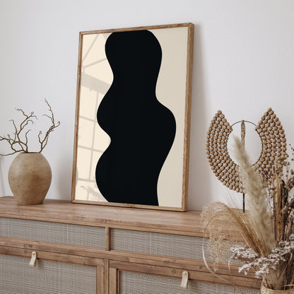 Modern Abstract Black Wavy Shape Poster Print 2026