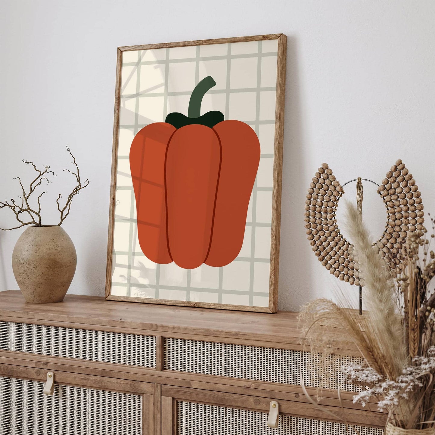 Red Bell Pepper Poster - Scandinavian Kitchen Art Print