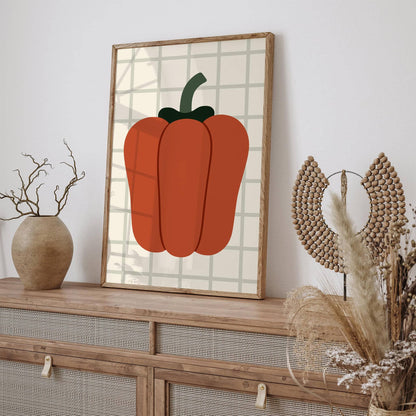 Red Bell Pepper Poster - Scandinavian Kitchen Art Print