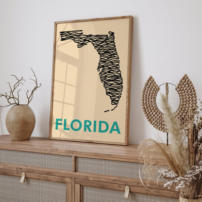 Florida Minimalist Poster - Mid Century Modern Wall Art