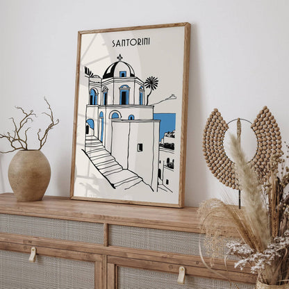 Santorini Minimalist Cityscape Poster