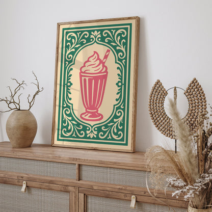 Delicious Shake Poster - Rococo Style Kitchen Wall Art