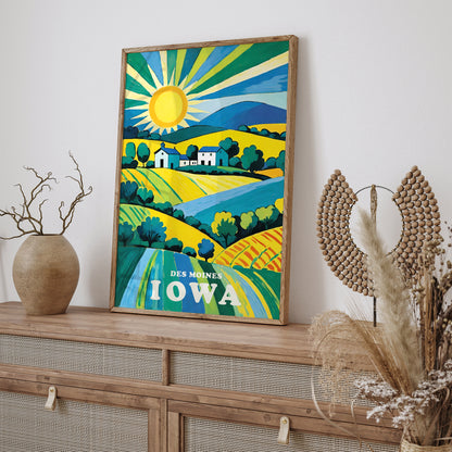 Iowa Retro Travel Art Print