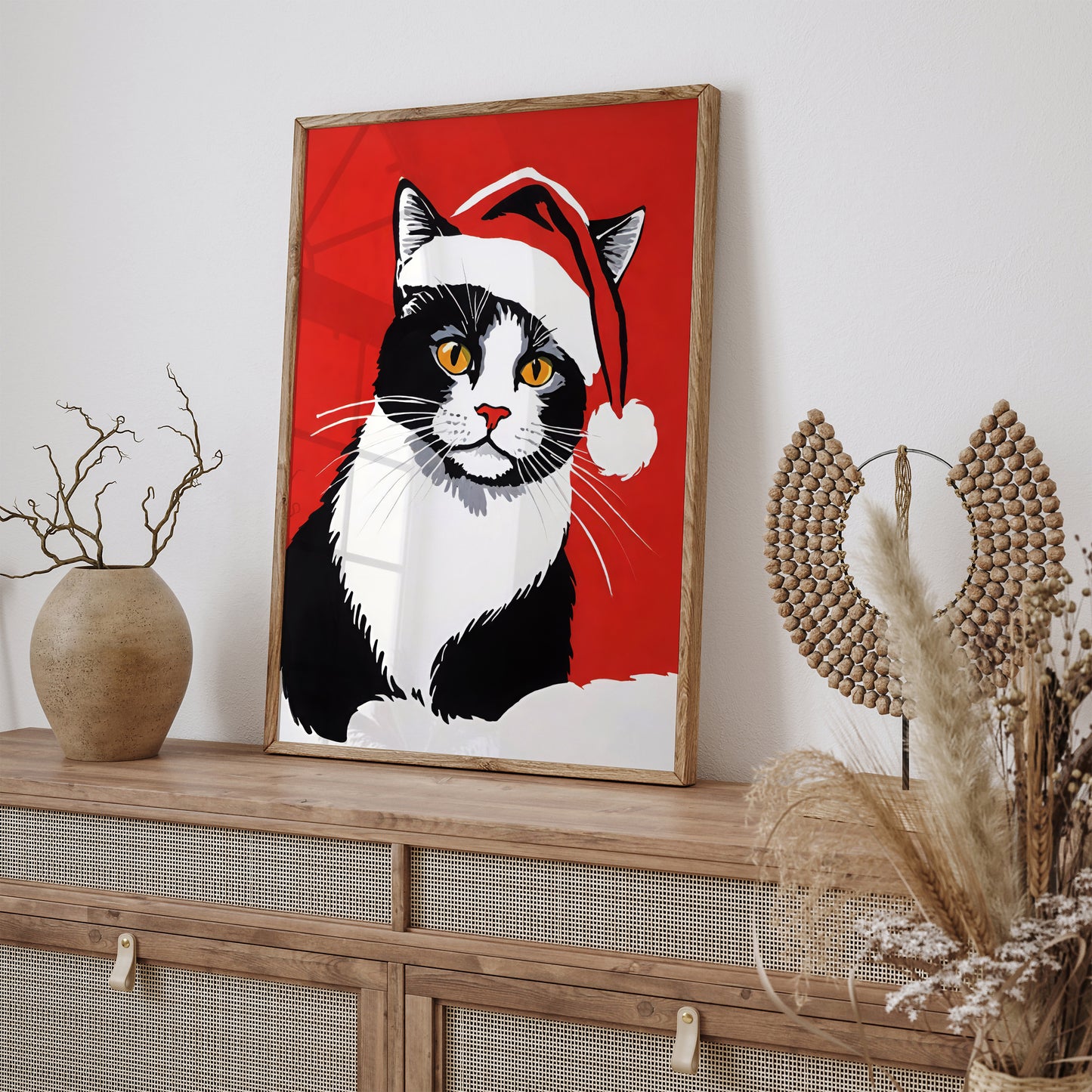 Santa Cat Festive Winter Poster