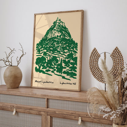 Mount Lycabettus Poster - Green Athens Landscape Wall Art
