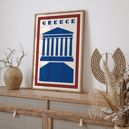 Greece Travel Poster - Retro Modern Art Print