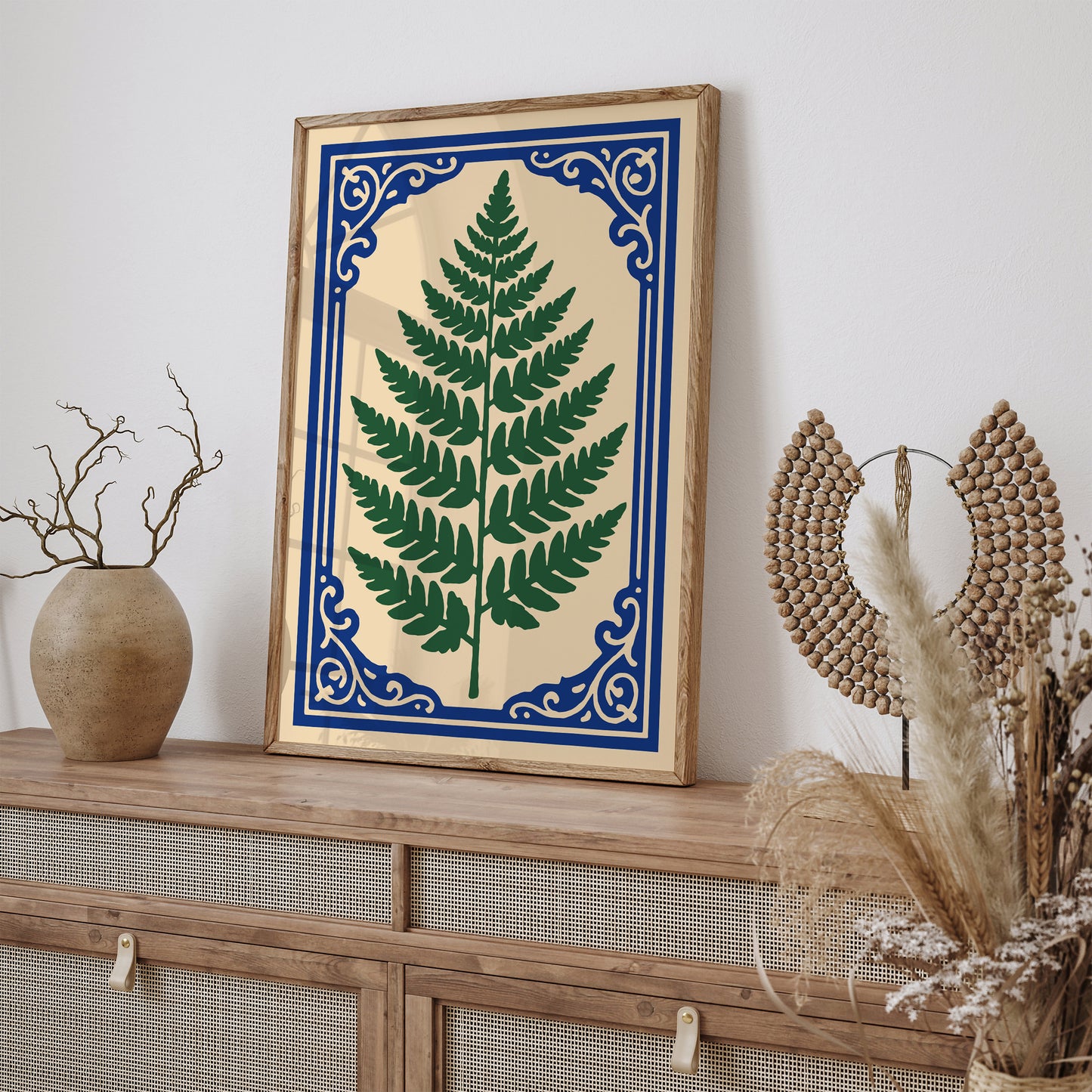 Fern Leaf in Rococo Style Poster - Botanical Classic Home Decor