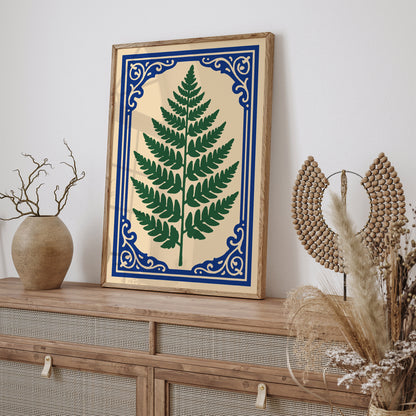 Fern Leaf in Rococo Style Poster - Botanical Classic Home Decor