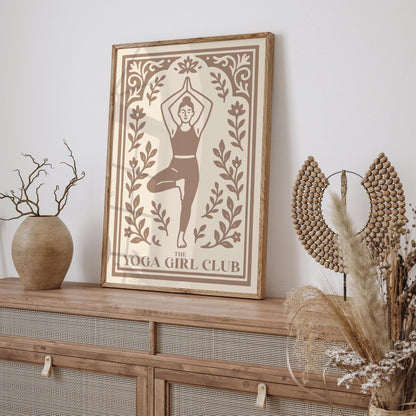 The Yoga Girl Club Poster - Japandi Beige Aesthetic Wall Art Print