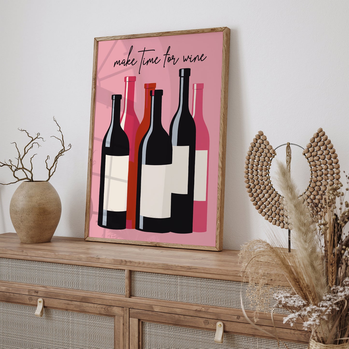 Make Time for Wine Pink Kitchen Poster