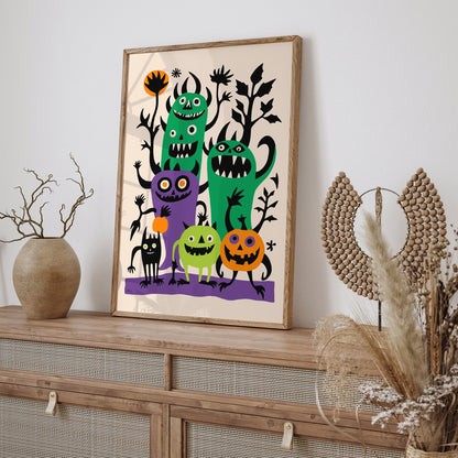 Colorful Monsters Art Print Kids Room Decor