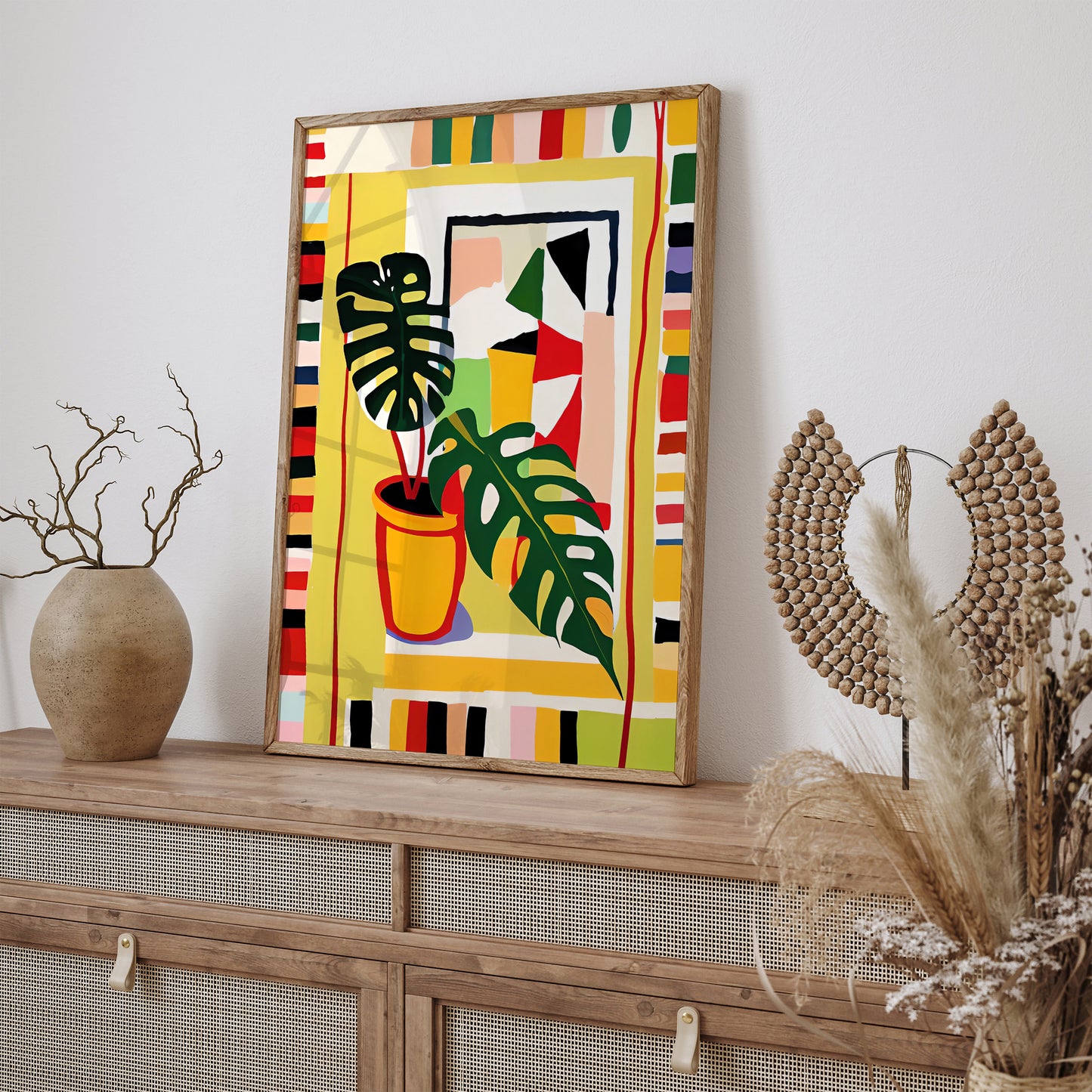 Mid-Century Modern Monstera Wall Art