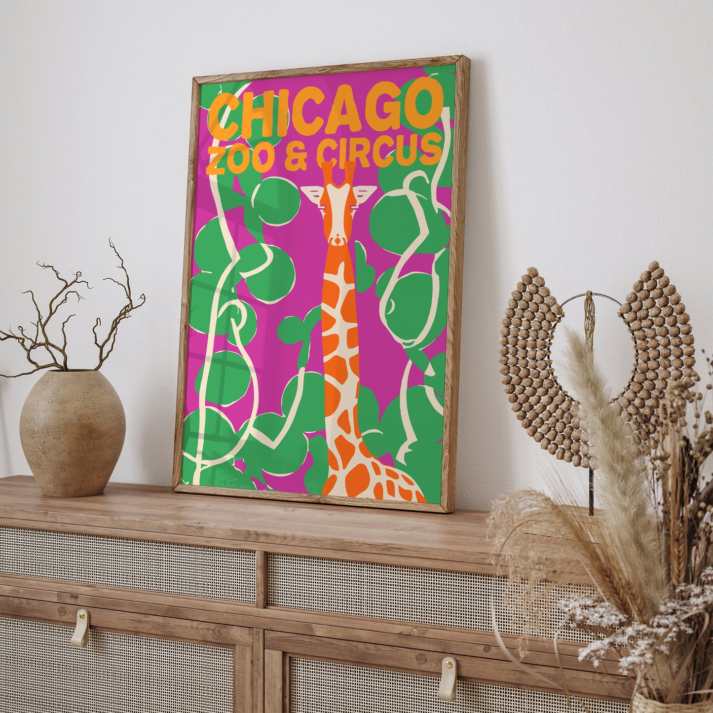 Chicago Zoo & Circus Pink Green Art Print