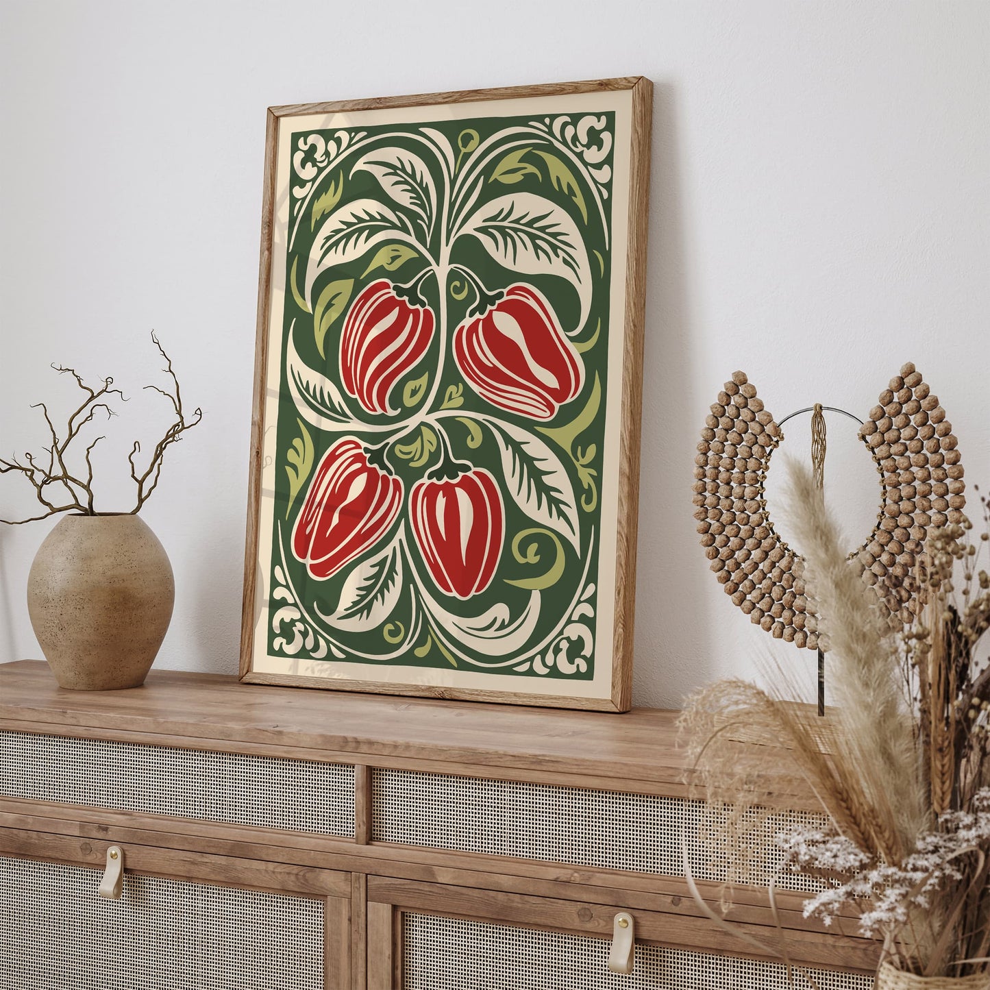 Red Peppers Rococo Kitchen Art Print