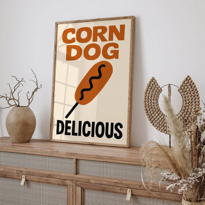 Corn Dog Delicious Pop Art Food Poster