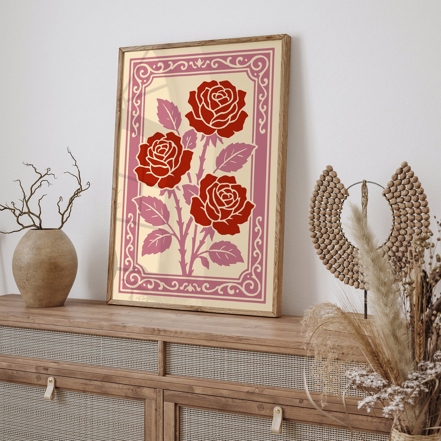 Red Roses Rococo Art Print