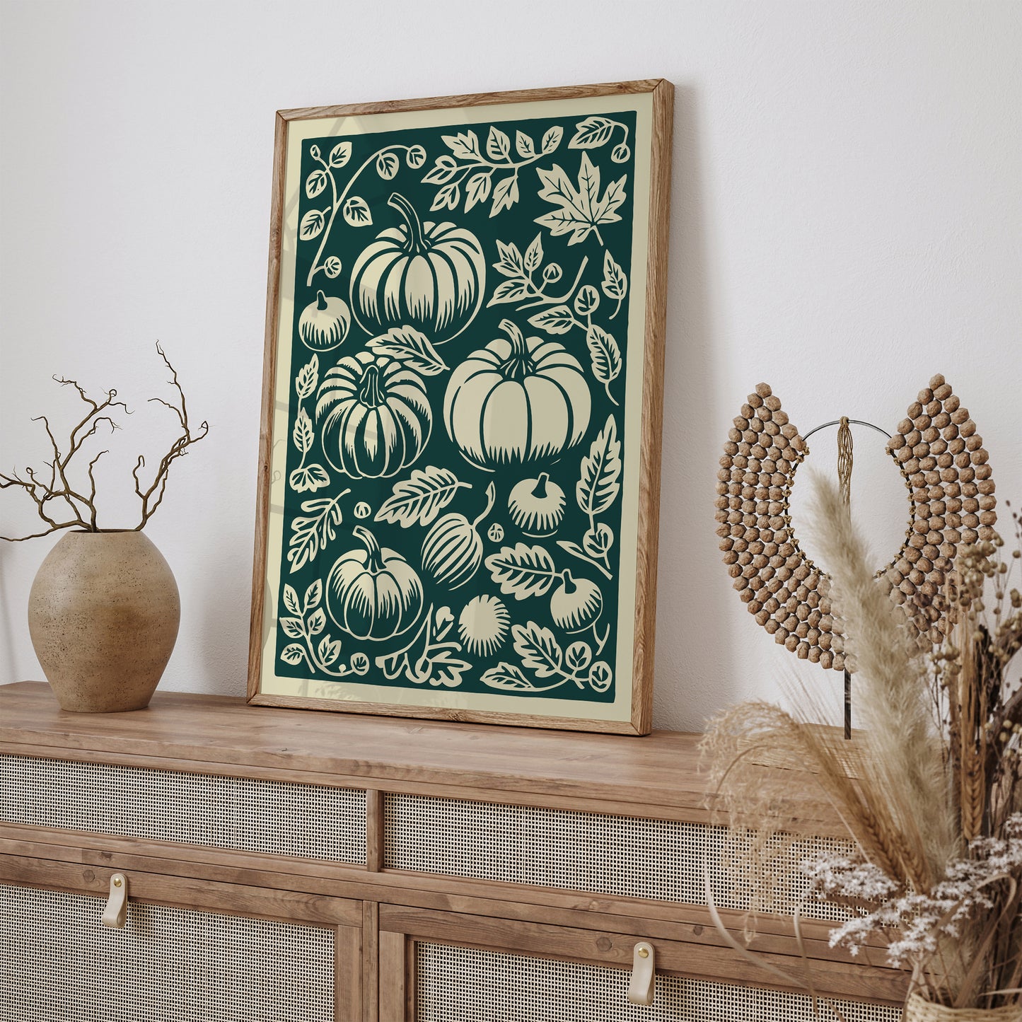 Fall Pumpkins Green Art Print 2024