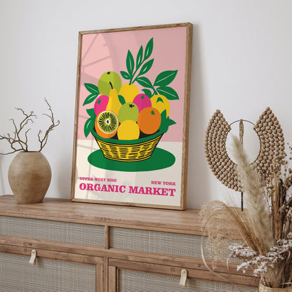 Organic Fruit Market NYC Retro Wall Art