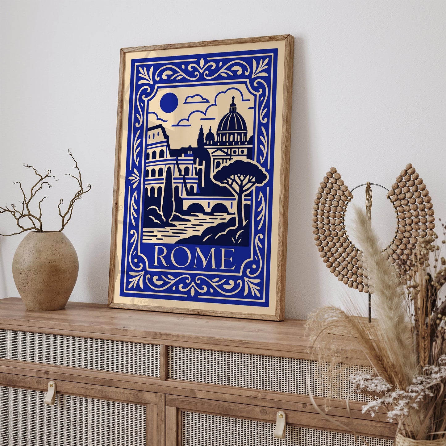 Blue Rome Poster - Cityscape Landscape Art