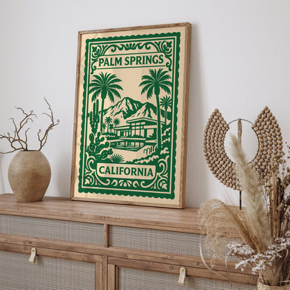 Palm Springs California Green Travel Poster