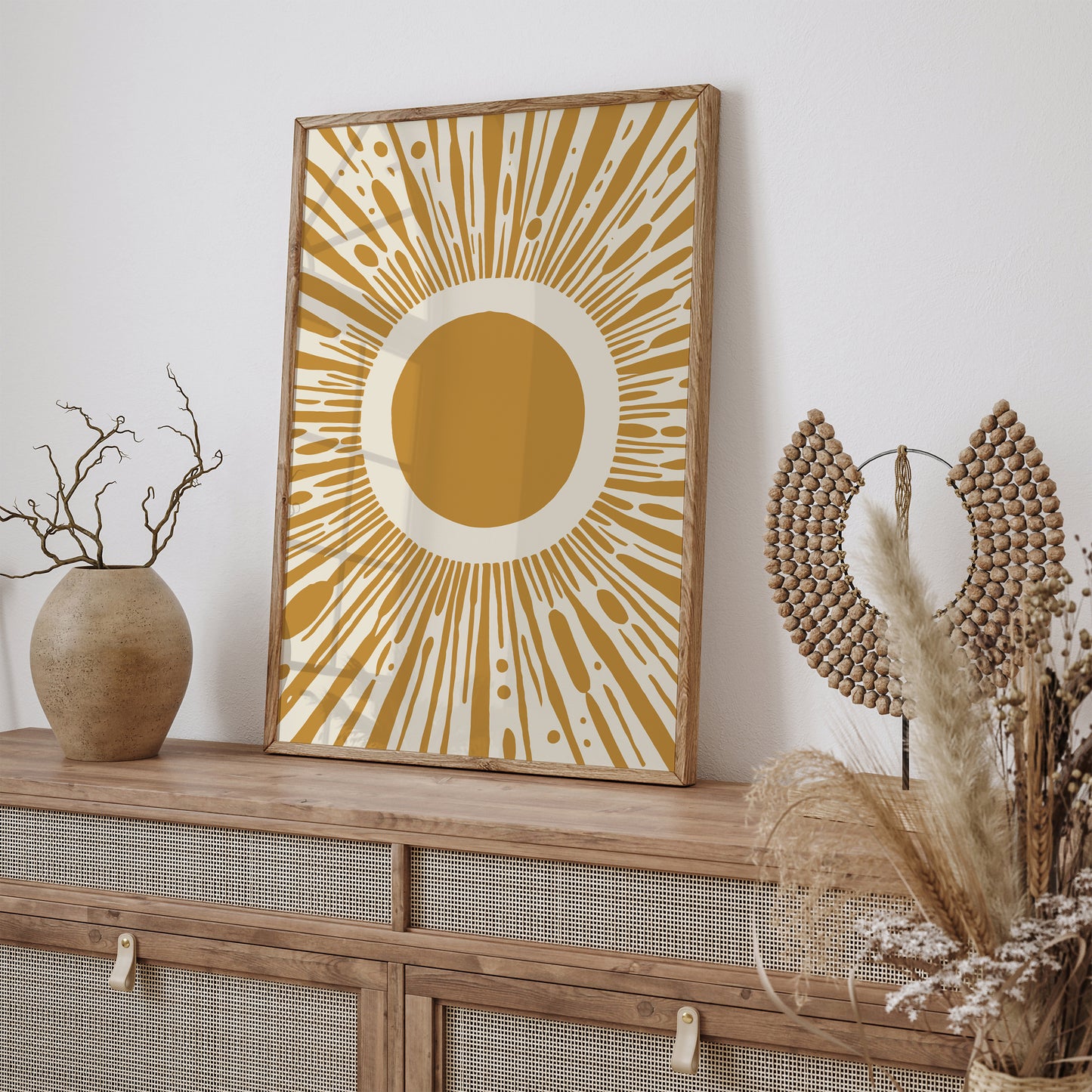 Mustard Yellow Boho Chic Sun Art Print