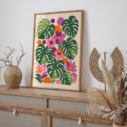 Colorful Jungle Monstera Poster – Tropical Botanical Wall Art Print