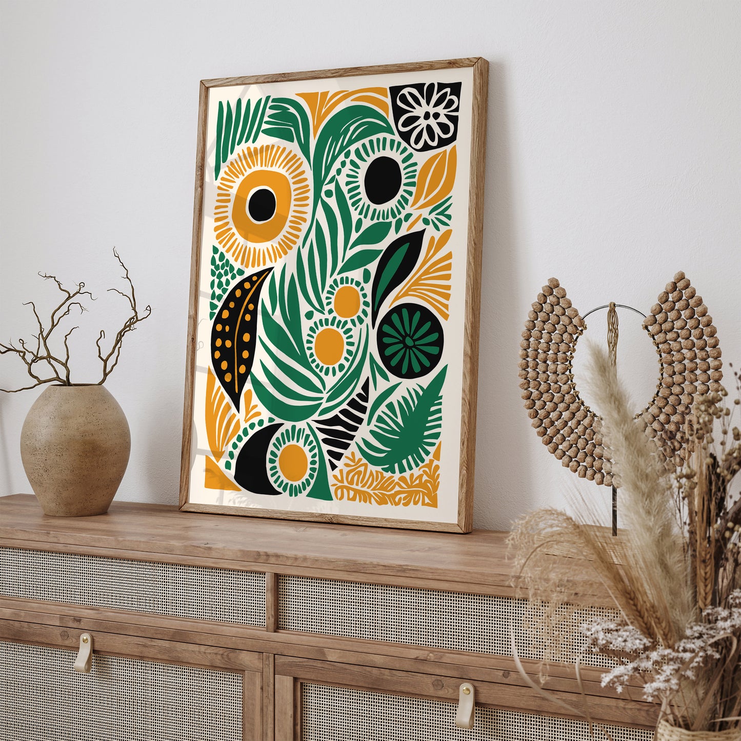 Abstract Nature in Green and Yellow Poster