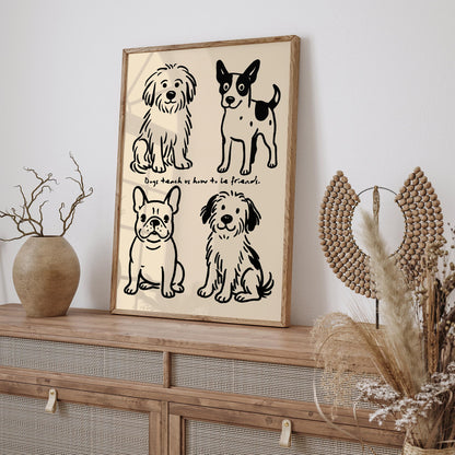 Funny Black Ink Dog Poster - Cute Dogs Wall Art Print