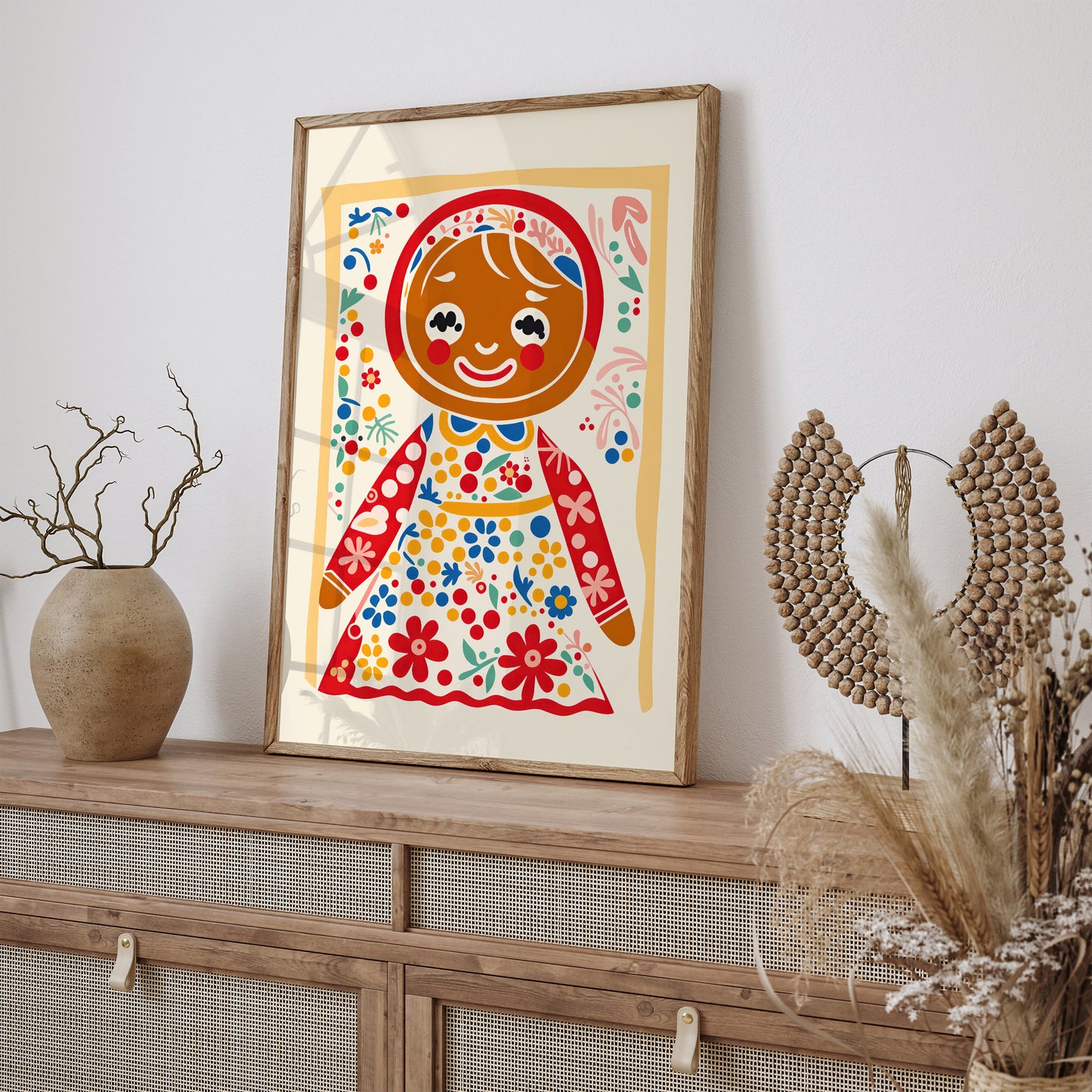 Gingerbread Girl Cute Wall Art Print