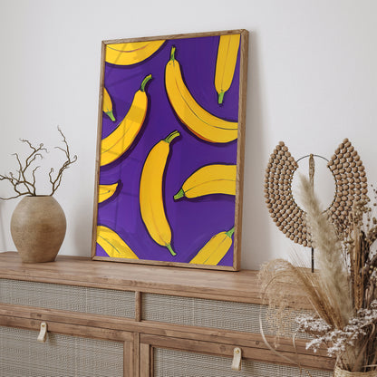 Cute Bananas Purple Wall Art Print