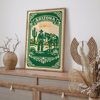 Arizona Cowboy Horse Travel Poster