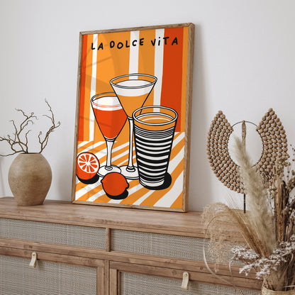 La Dolce Vita, Italian Cafe Orange Wall Art