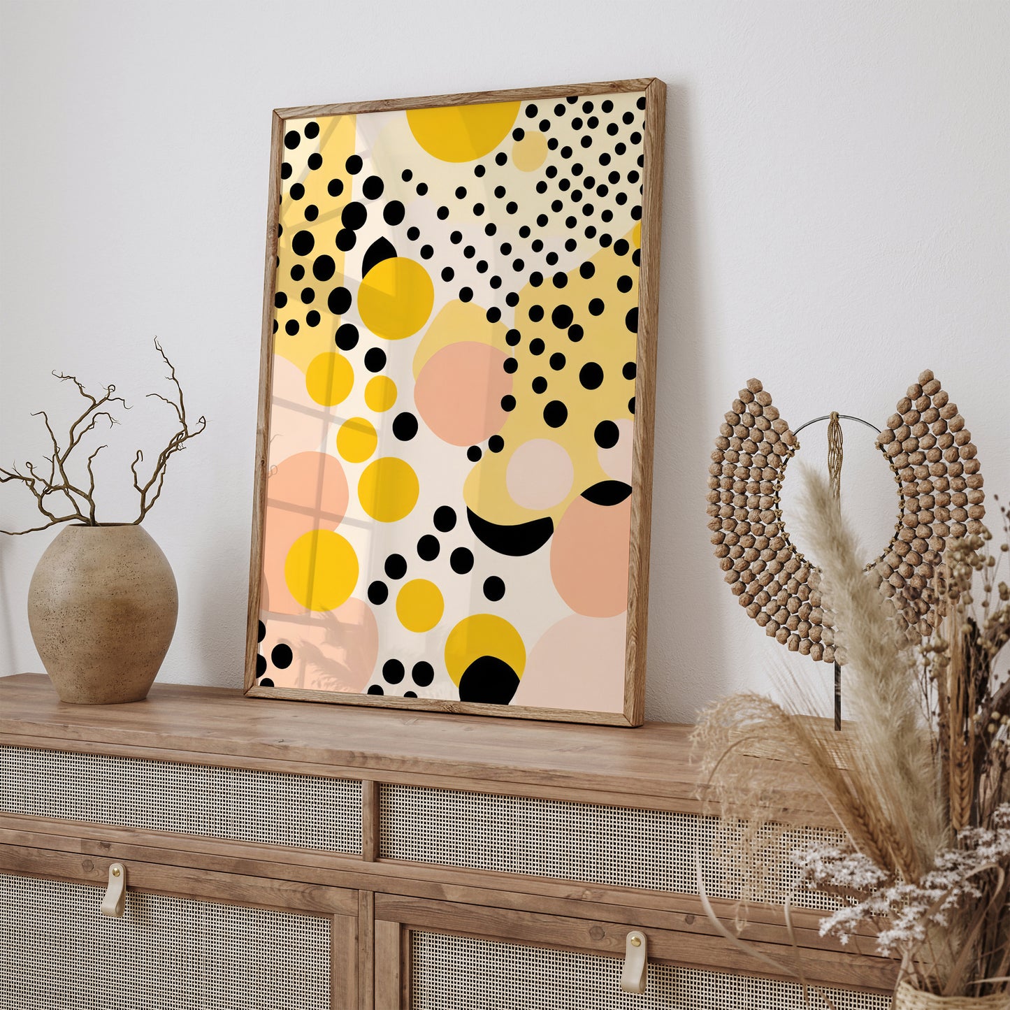 Mid-Century Abstract Dots Wall Art Print