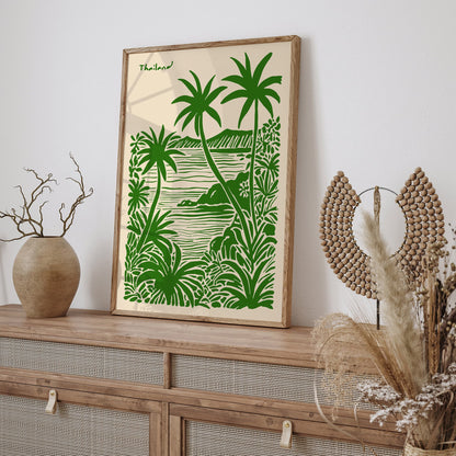 Thailand Tropical Poster - Green Landscape Travel Wall Art