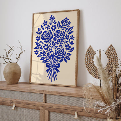 Blue Bouquet of Flowers Poster