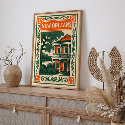 New Orleans Cityscape Poster - Vintage Artchitecture Print