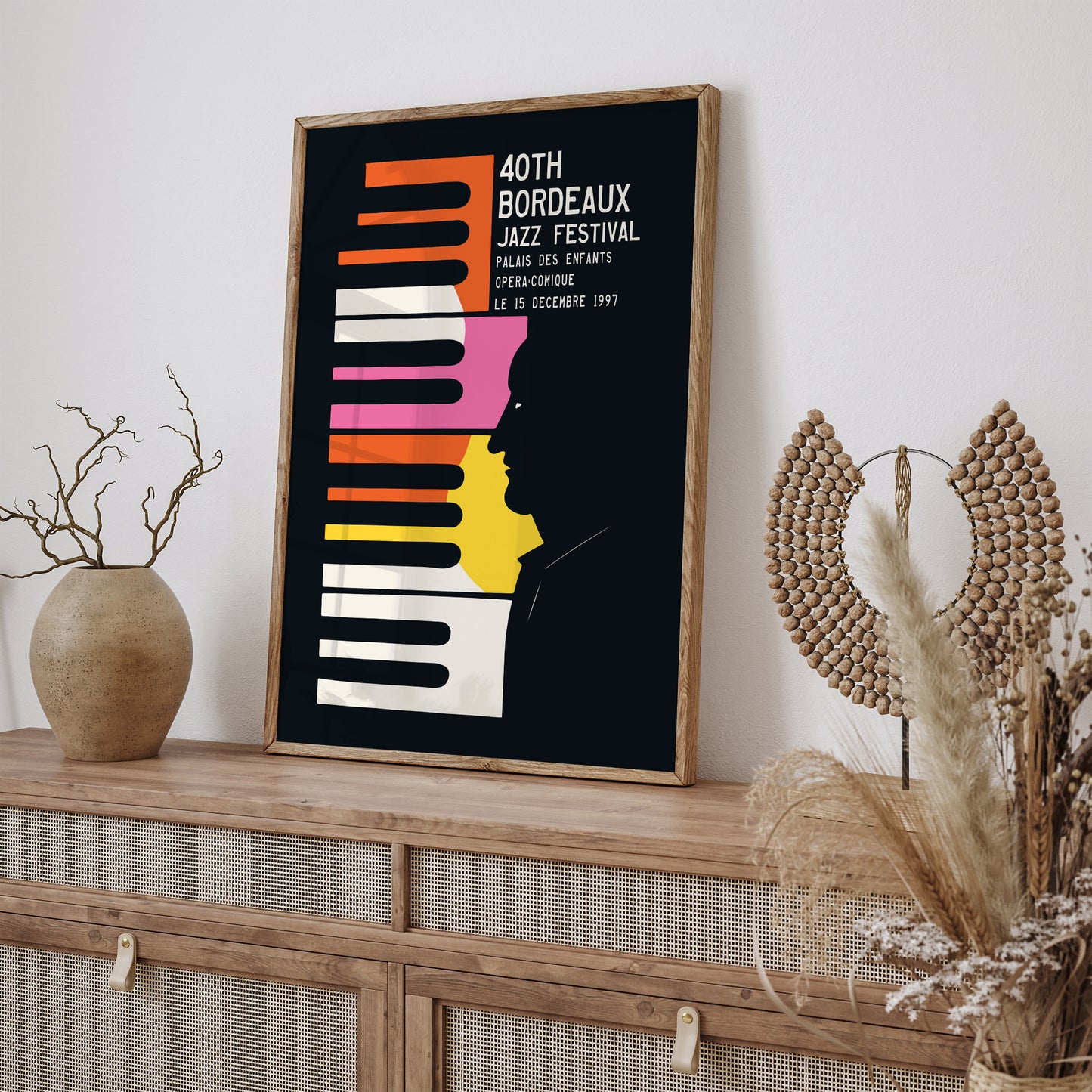 Bordeaux Jazz Festival Black Art Print