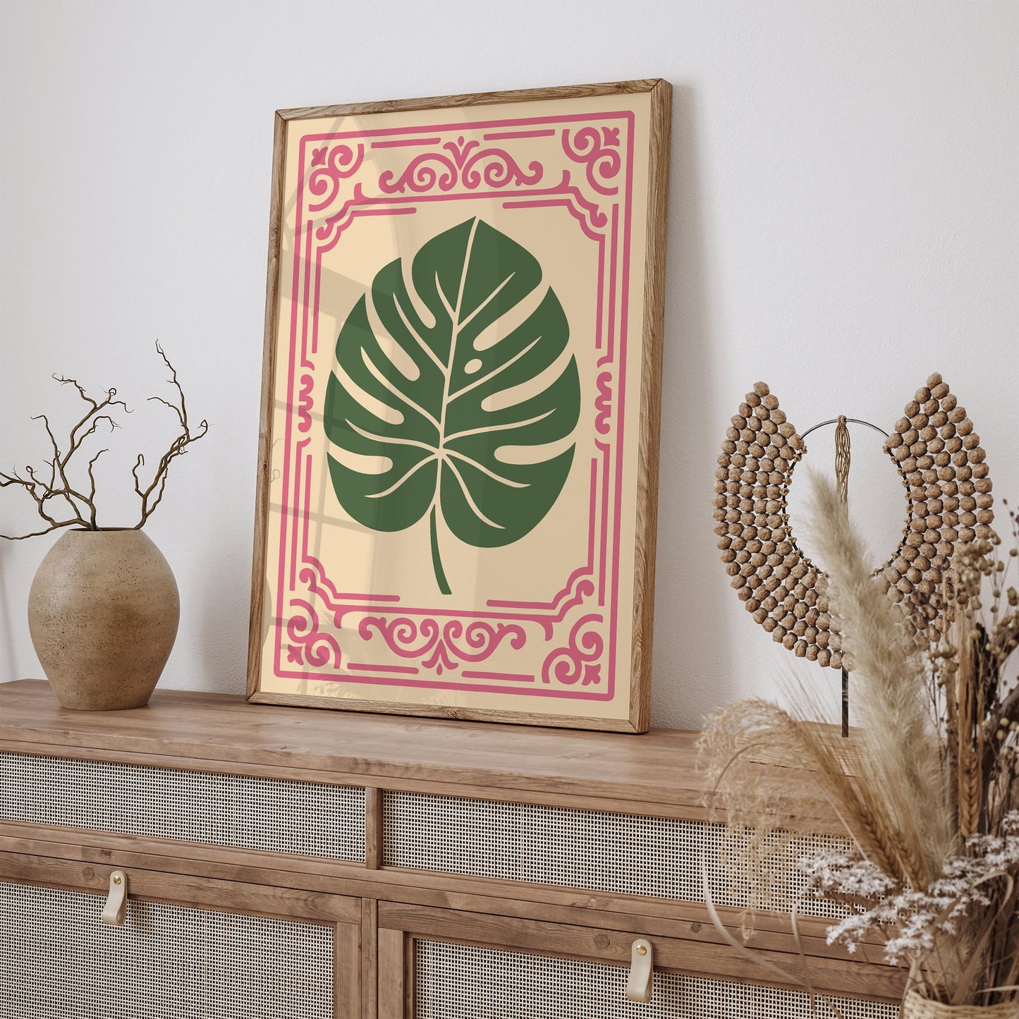 Rococo Revival Green Monstera Leaf Poster