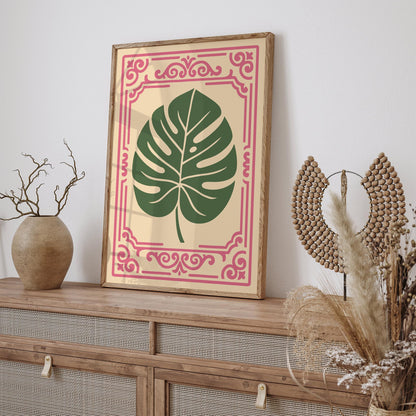 Rococo Revival Green Monstera Leaf Poster