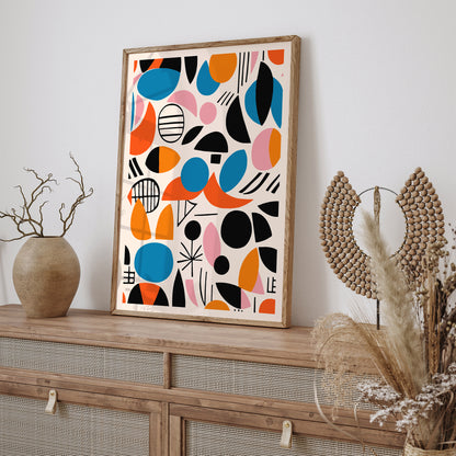 Colorful Mid Century Modern Art Print 2024