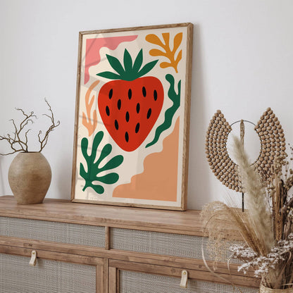 Bohemian Retro Strawberry Poster