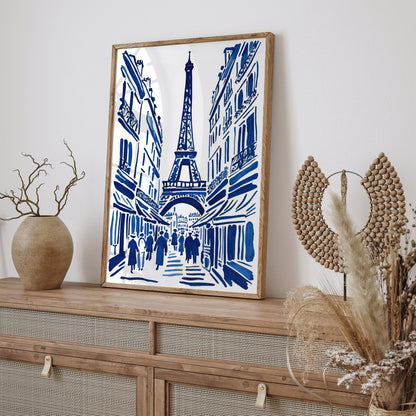 Paris, France Blue Ink Painting Print 2024