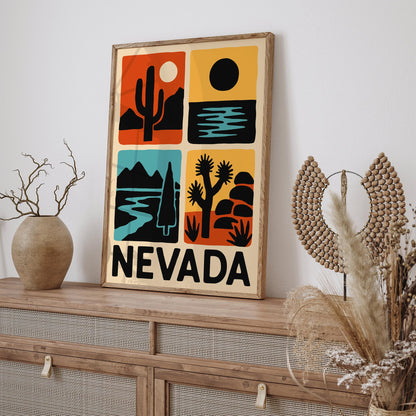 Nevada Travel Poster - Retro Wall Art