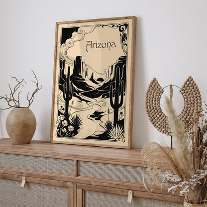 Arizona Black Ink Travel Poster