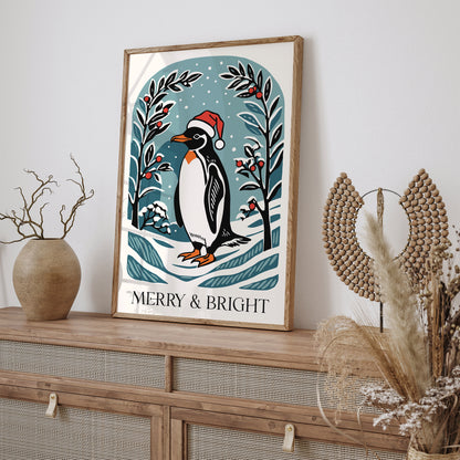 Cute Christmas Penguin Poster