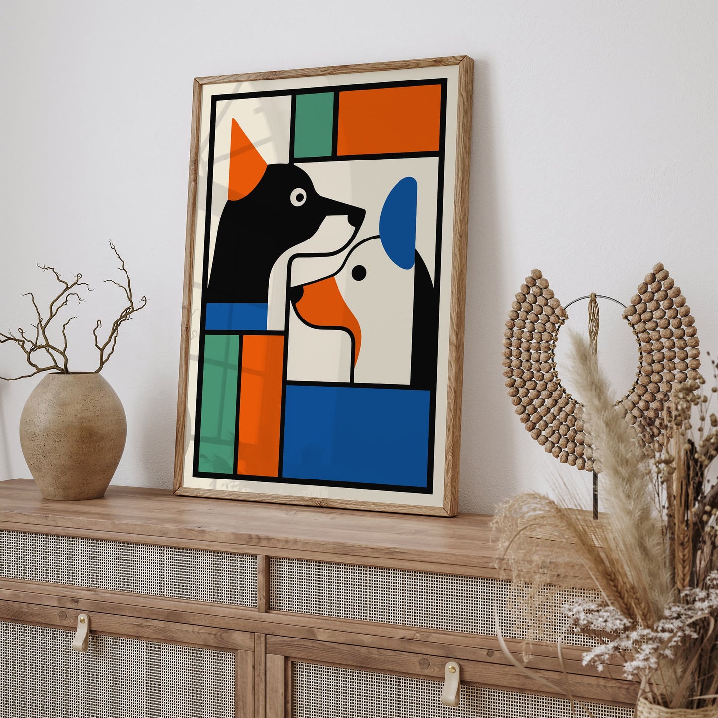 Modern Geometric Two Dogs Art Print