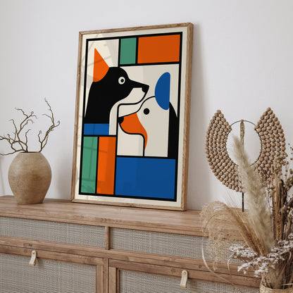 Modern Geometric Two Dogs Art Print